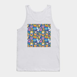 Whimsical Animal Faces Pattern Tank Top